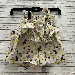 Free Assembly High Rise Shorts and Bra Top Set Girls Size 6 Mermaid Print